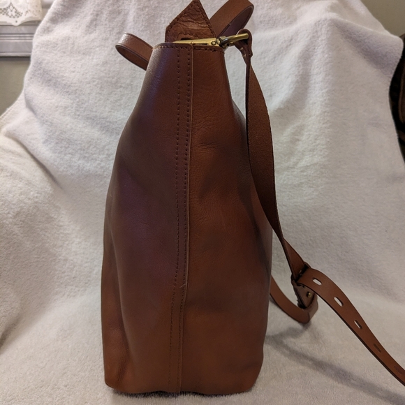 Madewell Large Leather Zip Top Transport Crossbody Purse Satchel Light Brown - Picture 5 of 15